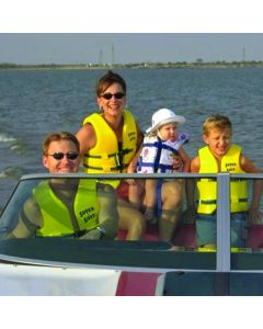People on a Boat Wearing USCG Adult Super•Soft® Vests in Various Sizes