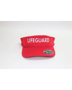 Front of the Lifeguard Flexfit® Cap in Lifeguard Red with LIFEGUARD Embroidered in White