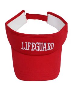 Front of the Lifeguard Xtreme Cooling Visor In Lifeguard Red With White Embroidered Lifeguard Logo