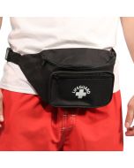 3 Pocket Lifeguard Hip Pack in Black with White Lifeguard Logo and Black Strap Worn 
