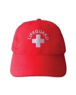 Red Lifeguard Safety Cap Front With White Lifeguard Logo